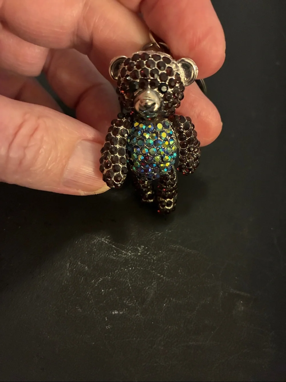 Crystal Teddy Bear Keychain with Iridescent Belly.Arms, head and legs move NWOT